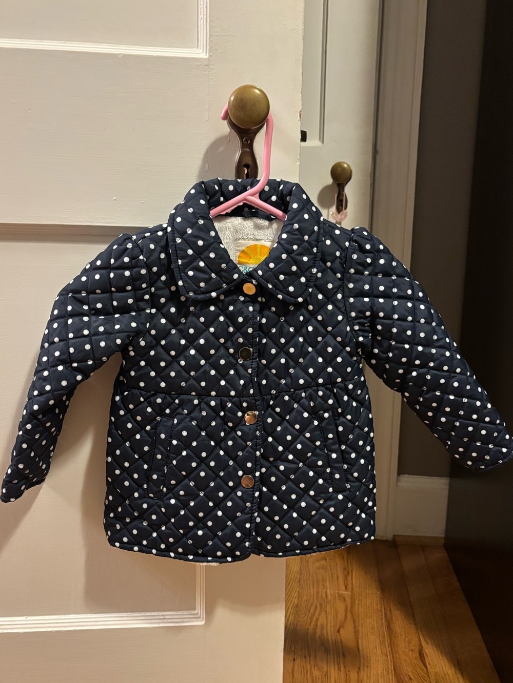 3T quilted polka dot coat
